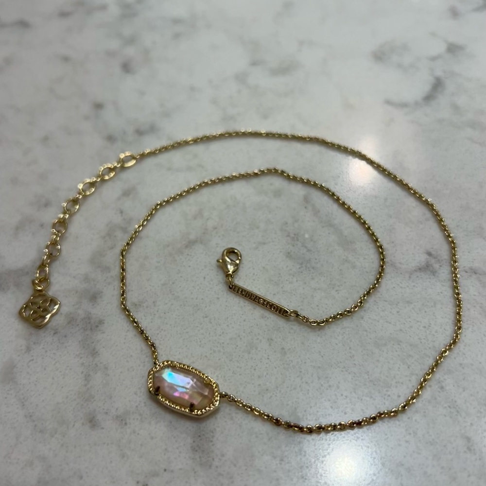 Kendra Scott Gold Necklace with Rose Quartz Pendant